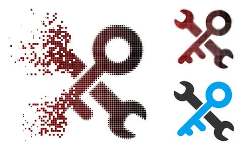 Dispersed Pixel Halftone Key Tools Icon Stock Illustration
