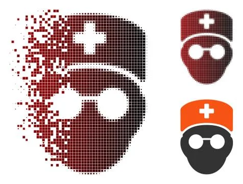 Dispersed Pixel Halftone Medic Head Icon Stock Illustration