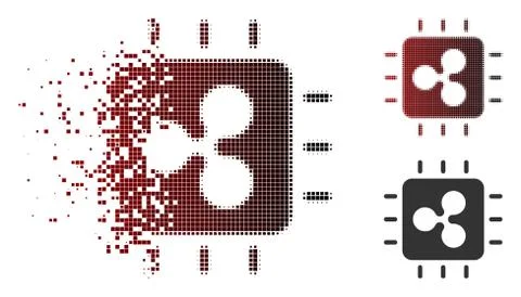 Dispersed Pixel Halftone Ripple Processor Chip Icon 스톡 일러스트