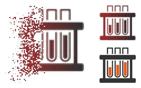 Dispersed Pixel Halftone Test Tubes Icon Stock Illustration