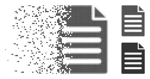 Dispersed Pixel Halftone Text Page Icon Stock Illustration
