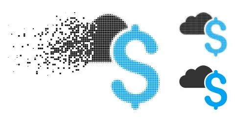 Dispersed Pixelated Halftone Cloud Banking Icon Stock Illustration