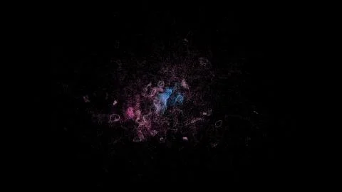 Dispersion of small particles of different colors on a black background Stock Illustration