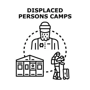 Displaced persons finding shelter in camp settlement Stock Illustration
