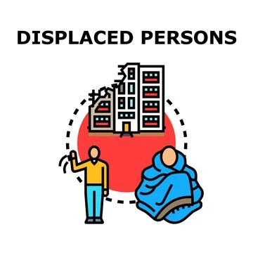 Displaced persons needing humanitarian help and shelter Stock Illustration