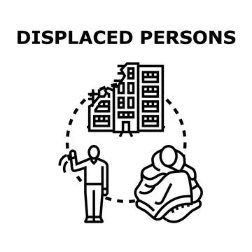 Displaced persons needing humanitarian help and shelter Stock Illustration