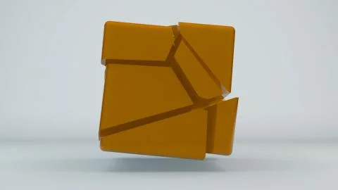 Displacement orange cube. Abstract background 스톡 일러스트