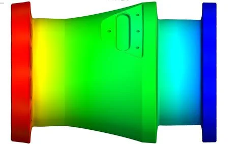 Displacement result of a finite element methode simulation of a mechanical part Stock Illustration