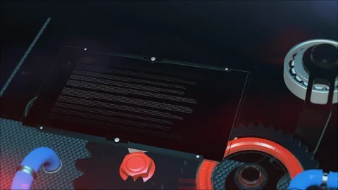 A display with an animation of a running line text inside the device. Random Video stock 123421299