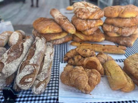 Display of assorted artisan breads Stock Photos