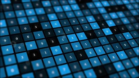 Display of binary code data with rows of numbers symbols. 스톡 일러스트