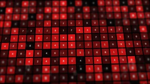 Display of binary code data with rows of numbers symbols. 스톡 일러스트