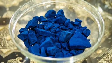 Display of blue, natural solid perfumes at Medina, Marrakesh, Morocco. Blocks of Stock Photos