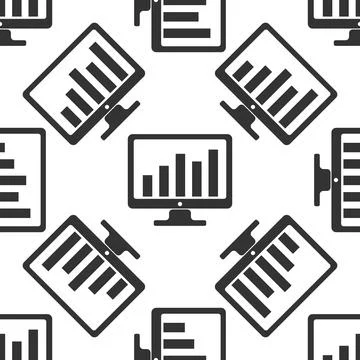 Display with business graph icon pattern on white background. Vector Stock Illustration