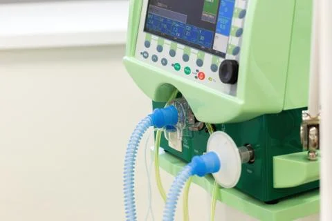 Display with buttons for operation of artificial lung ventilation Foto stock