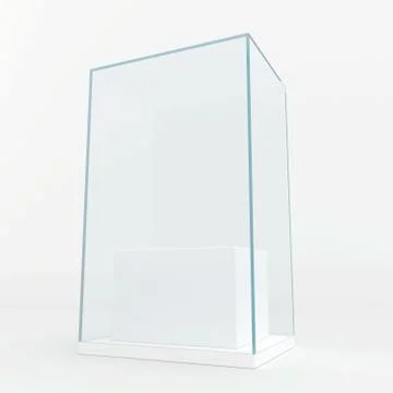 Display case. 3d render. isolated on gray background Illustrazione stock