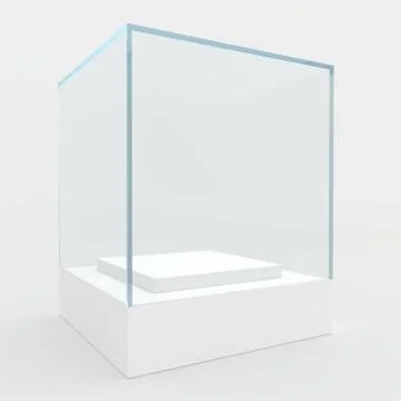 Display case. 3d render. isolated on gray background Stock Illustration