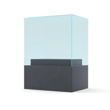 Display case. 3d render. isolated on gray background. Stock-Illustration