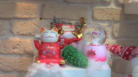 On the Display Case of the Animated Puppet Gifts Store. Stock Footage 322043873