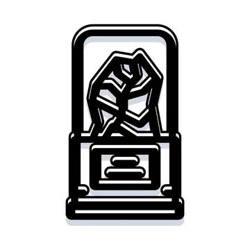 Display case showing ancient artifact in museum exhibit Stock Illustration