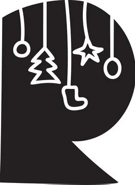 Display Christmas winter vector font letter R alphabet. Capital scandinavian 스톡 일러스트