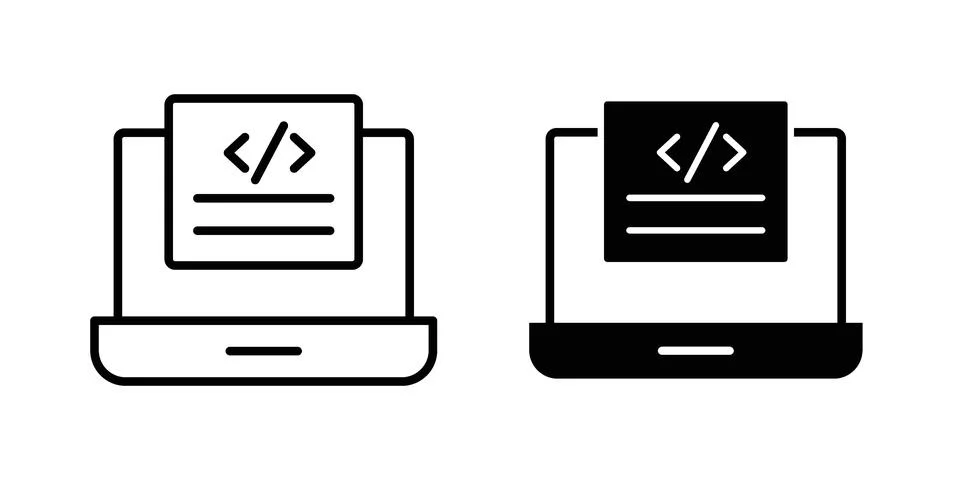 Display code icon symbol  illustration bundle in black colour Stock Illustration