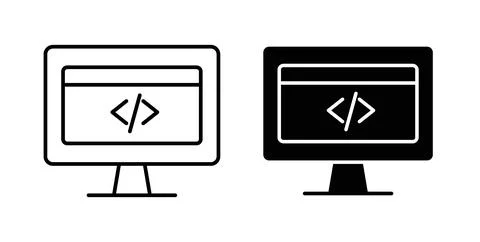 Display code icon symbol, outline icons Stock Illustration