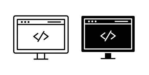 Display code icon symbol. Vector illustration pack in black color. Stock-Illustration