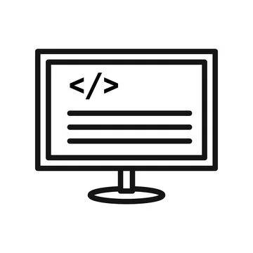 Display Code Icon for Web Development Courses and Coding Tutorials Stock Illustration