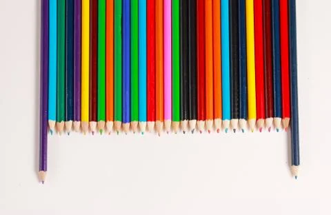 A display of colored pencils Stock Photos