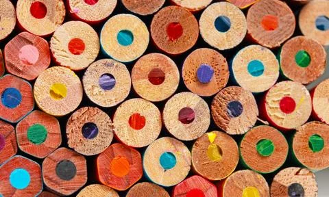 A display of colored pencils Stock Photos