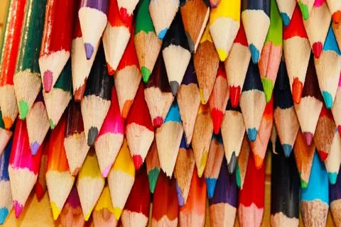 Display of colored pencils Stock Photos