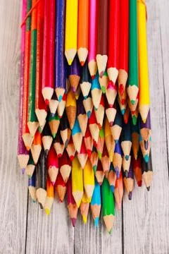 Display of colored pencils Stock Photos