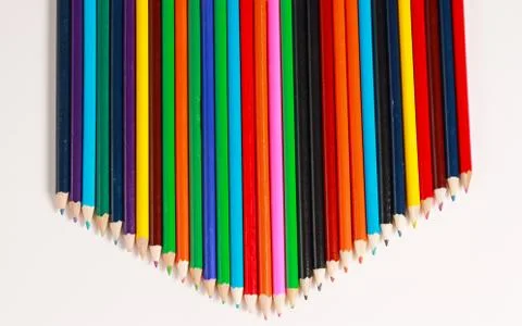A display of colored pencils Stock Photos