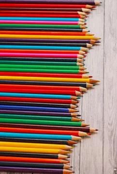 Display of colored pencils Stock Photos