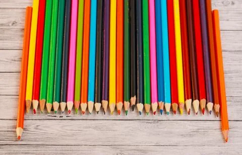 Display of colored pencils Stock Photos