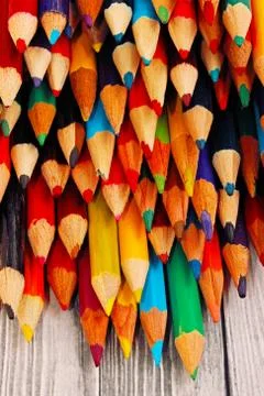 Display of colored pencils Stock Photos