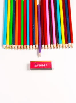 A display of colored pencils Stock Photos