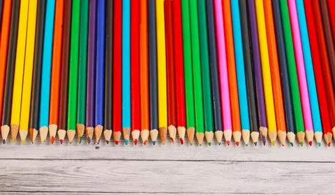 Display of colored pencils Stock Photos