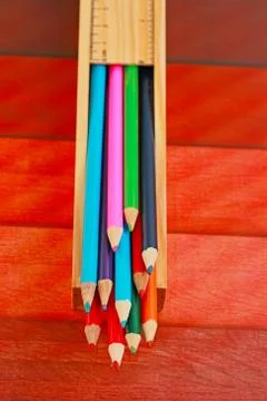 Display of colored pencils Stock Photos
