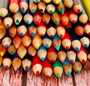 Display of colored pencils Stock Photos