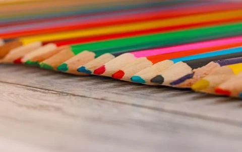 Display of colored pencils Stock Photos