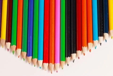 A display of colored pencils Stock Photos