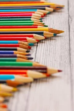 Display of colored pencils Stock Photos