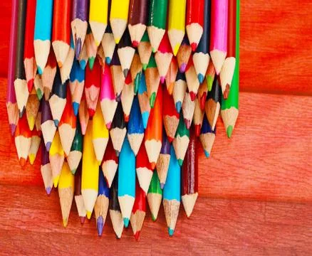 Display of colored pencils Stock Photos