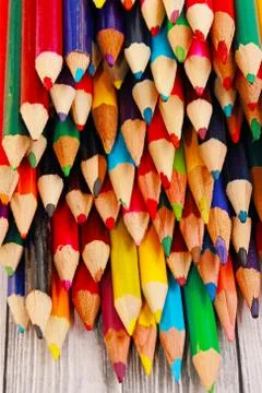 Display of colored pencils Stock-Fotos