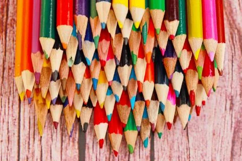 Display of colored pencils Foto stock
