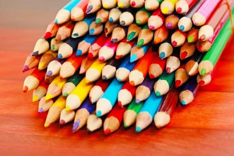 Display of colored pencils Stock Photos