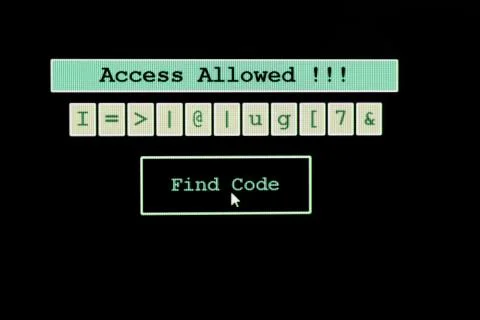 Display of a computer with text Access Allowed and the code Stock Photos
