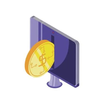 Display with currency on white background Illustrazione stock